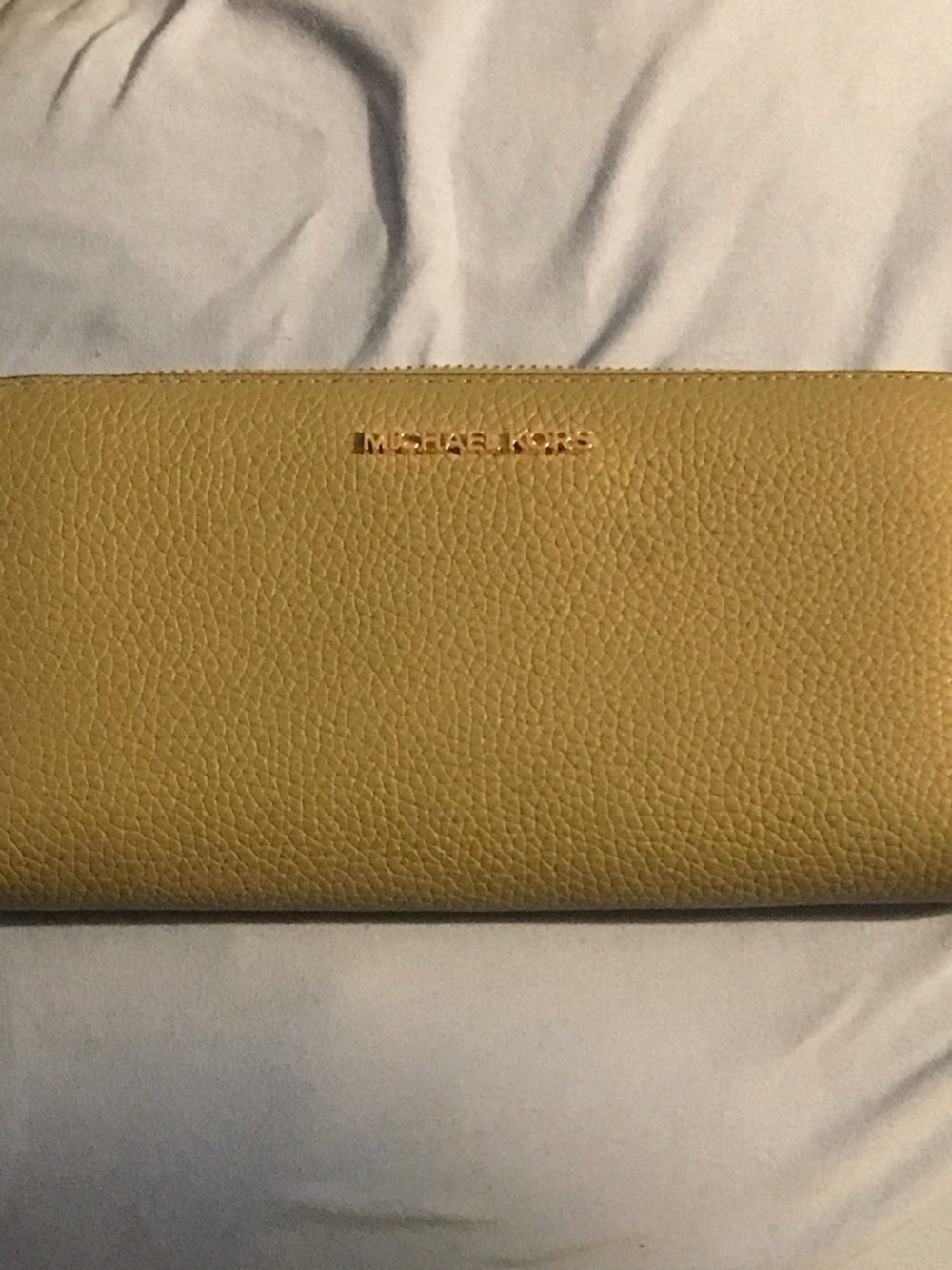 Michael Kors Yellow Pebbled Leather Zip Wallet